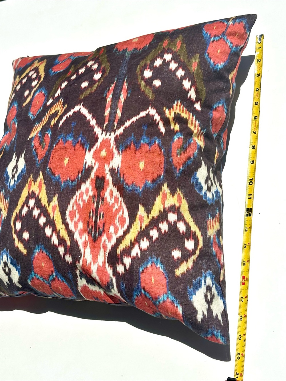 Pottery Barn Linen Cotton Ikat Pattern Throw Pillow - Red Brown Orange, 20x20” - Picture 3 of 6